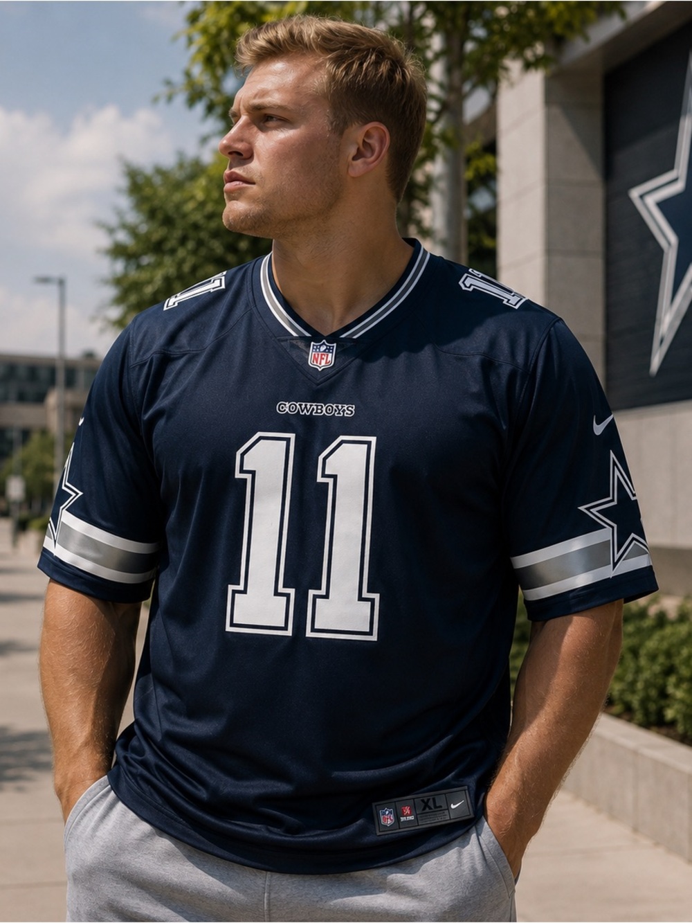 Nike Men's Dallas Cowboys #11 Jersey in Navy and White